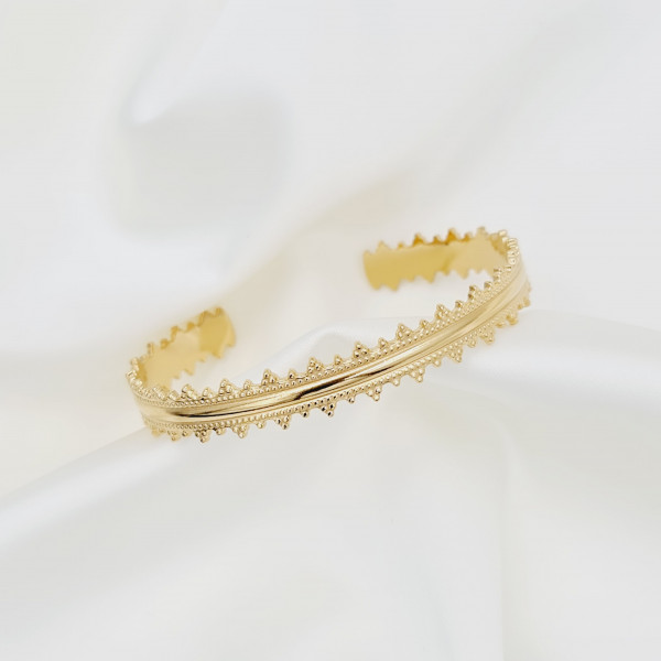 Jonc femme «Luzema» couronne acier doré