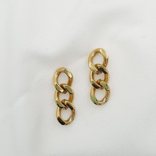 bijou femme boucles d’oreilles rubrua 3 mailles acier doré